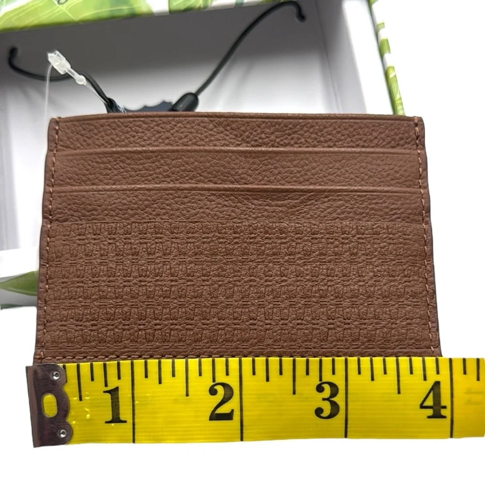Tommy Bahama Tan Basket Weave Leather Card Case Slim Wallet Men's
